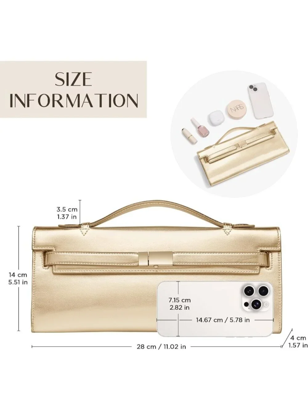 👜Women's Gold PU Leather Top Handle Bag Evening Clutch Purse Party Wedding